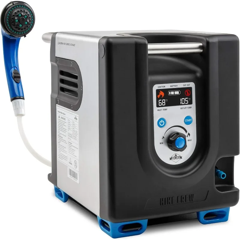 Hike Crew Portable Propane Water Heater & Shower Pump w/Built-in Battery Compact Outdoor Cleaning & Showering System w/LCD