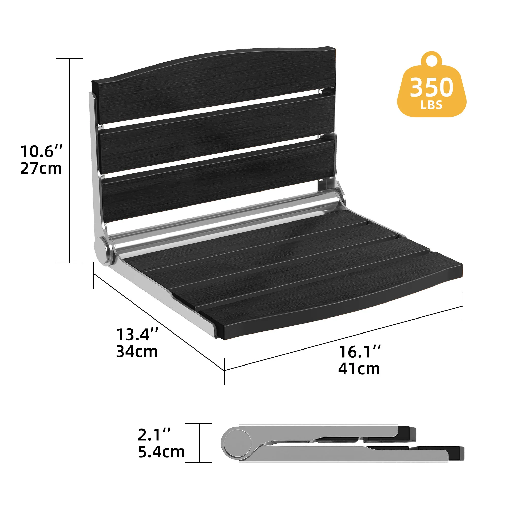 Folding Wooden Shower Seat Foldable Wall Mounted Shower Bench Home Chair