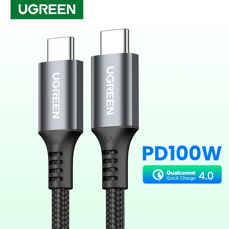 UGREEN PD100W Type C to Type C Cable 5A Fast Charging for Laptop MacBook iPad iPhone 17 Samsung S26 Quick Charge 4.0 USB-C Cord