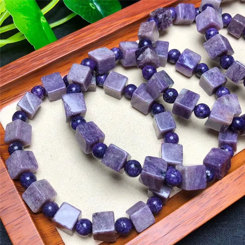 

1pcs Natural Charoite Bead Bracelet Amethyst Squar Stone Crystal Men's and Women's Fashion Jewelry Single Circle Elastic Rope