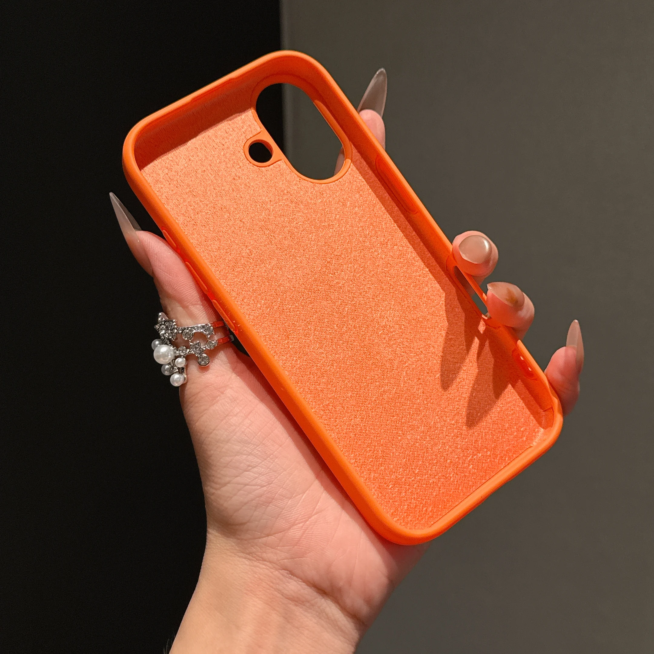 Vibrant Orange Non-Slip Liquid Silicone Phone Case