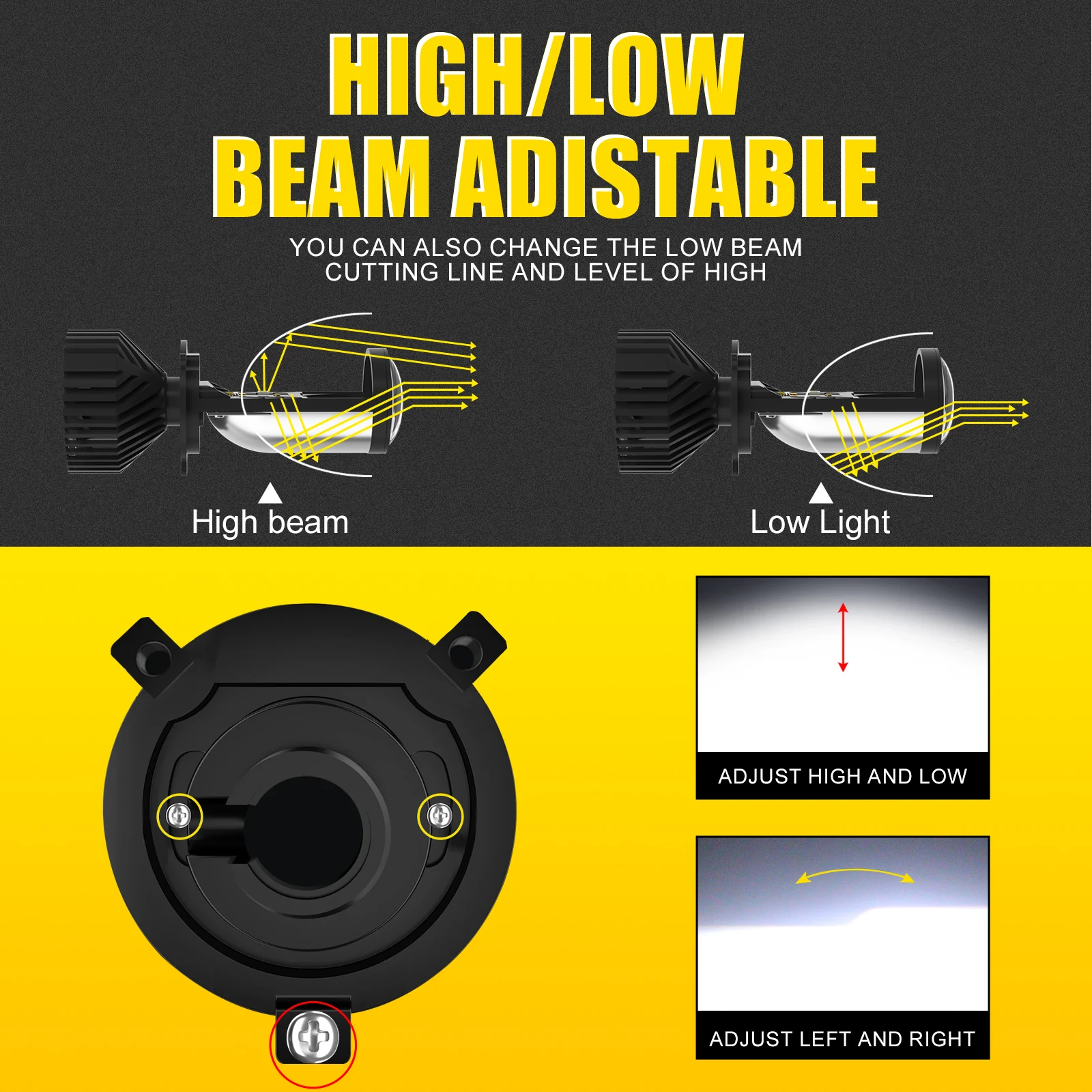 CANBUS H4 LED 헤드라이트 전구, 자동차 오토바이 프로젝터 라이트, 자동 조명, 고출력 램프 렌즈, 12V, 24V 터보 전구