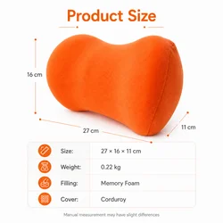 Ergonomic Memory Foam Neck Support Pillow with Soft Corduroy Cover, Removable & Washable, in Vibrant Orange Pink (Orange U Pillow)