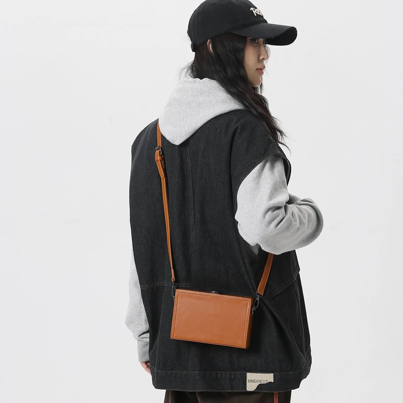VC Solid Sling Bag Men Streetwear Personality Box Bags for Men