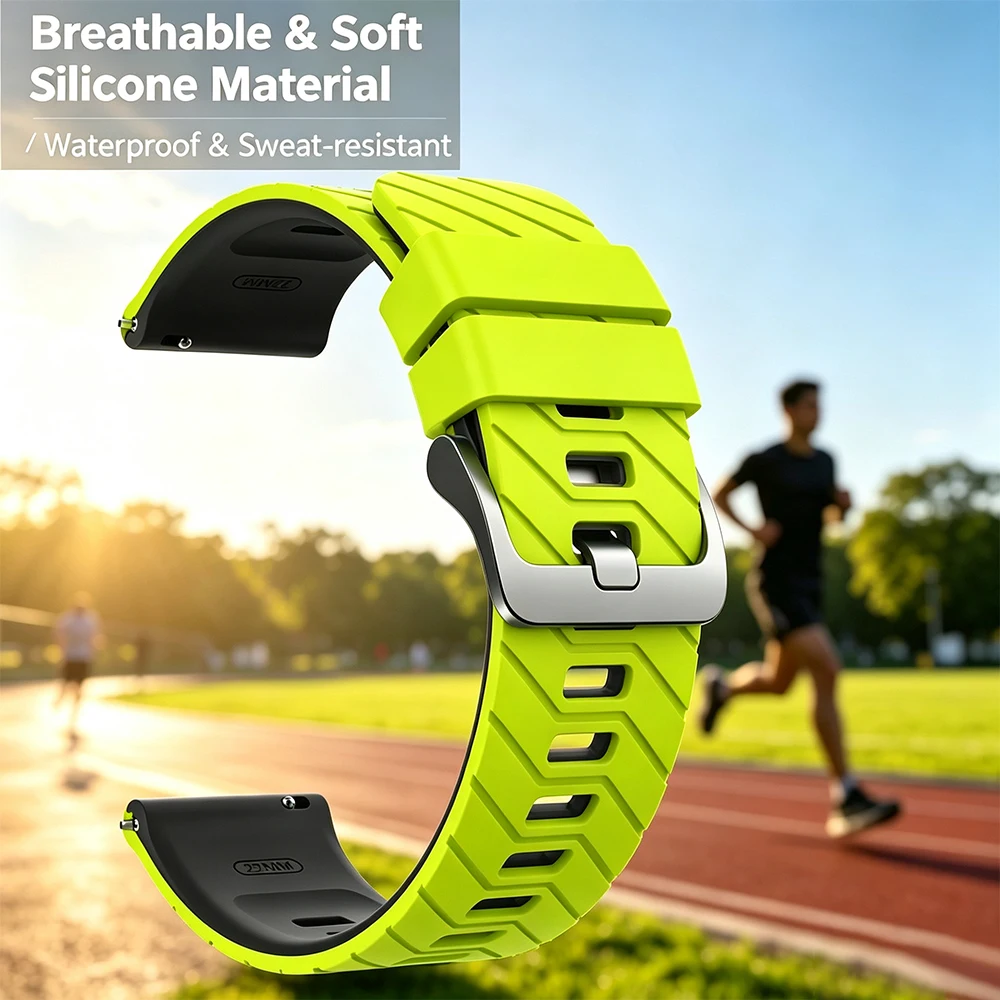 Silicone Sport Watch Strap – Comfortable and Durable Fitness Band, 22mm / 45mm