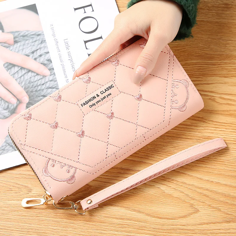 Women's Wallet Wristlet Long Clutch Zip Around Casual Leather Purse Large Capacity Credit Card Holder with Grip Hand Strap 6