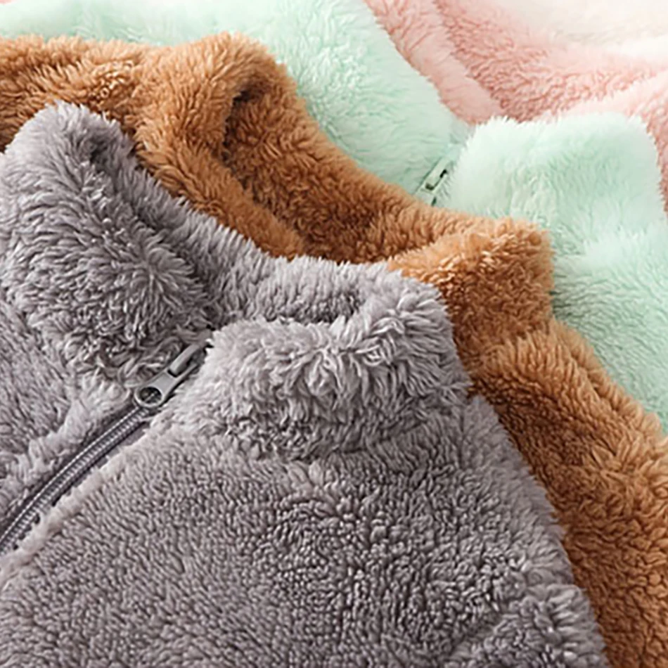 Girls winter coat boys school hooded jacket Children Plush Coats Fleece Lining Unisex Outerwear Boys Girls All Seasons