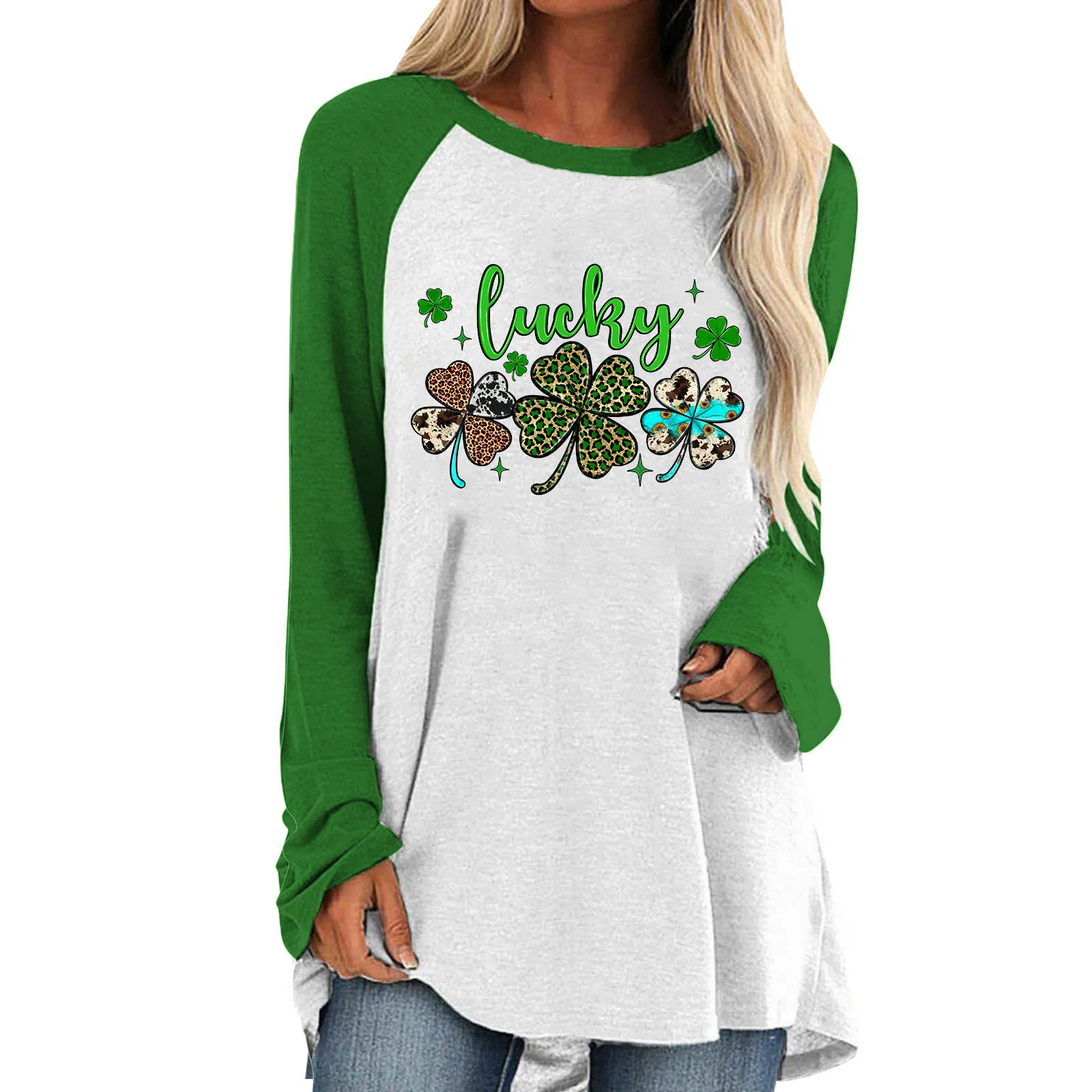 

Loose Womens Athletic Top Round Neck Blouse Long Sleeve Europe And The United States Large Long Sleeve Long Women Silk V Necks