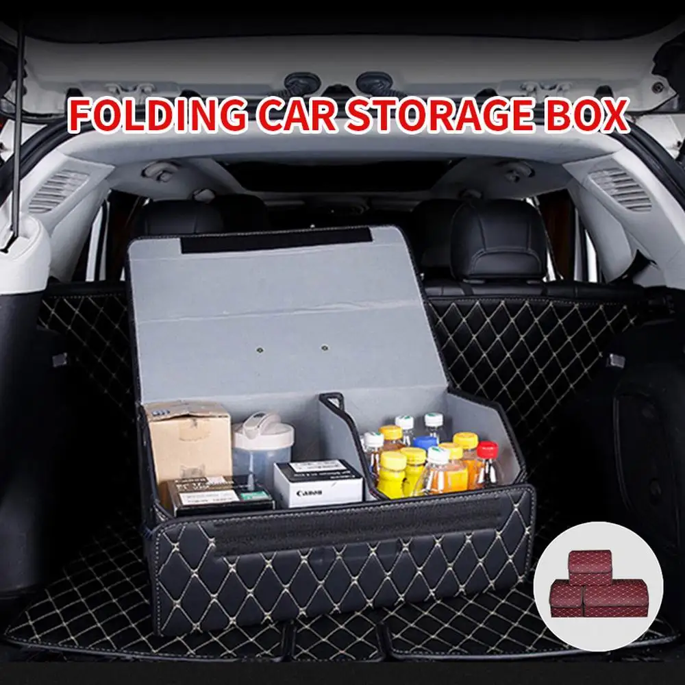 Car Trunk Storage Organizer Box Multipurpose Collapsible Lid Portable Car Storage Tool Bag Car