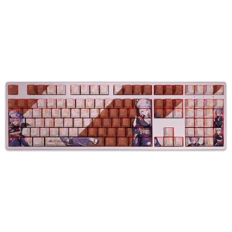 Anime Gaming Tampas de Teclado Arquivo Azul Kurodate Haruna Keycap Pbt Backlit Ansi 61 87 104 108 Teclas por Conjunto - Imagem 3