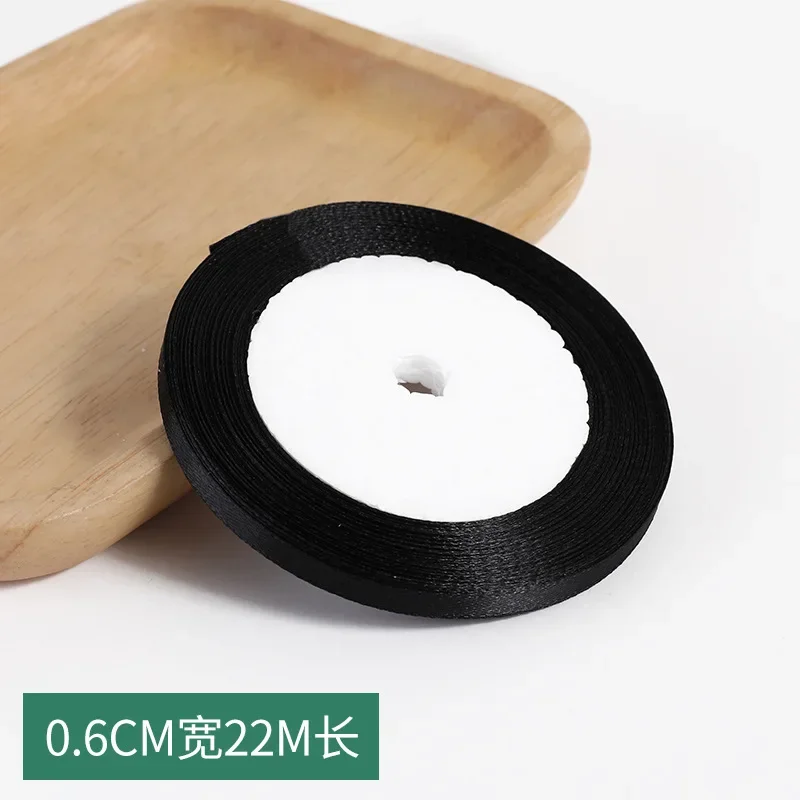 1pc 22 미터/롤 (6mm-50mm) 블랙 폴리 에스터 새틴 리본 활 공예 장식 웨딩 크리스마스 파티 세공 DIY 장식