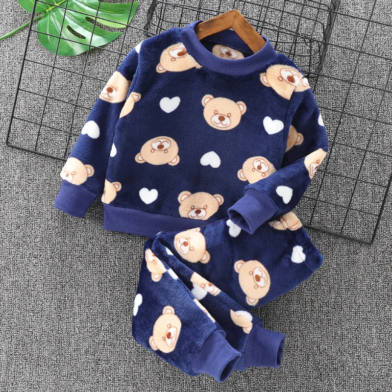 

Autumn Winter 2022 New Boys' Girls' Warm Underwear Children's Home Clothing Children's Plush Western Style Set