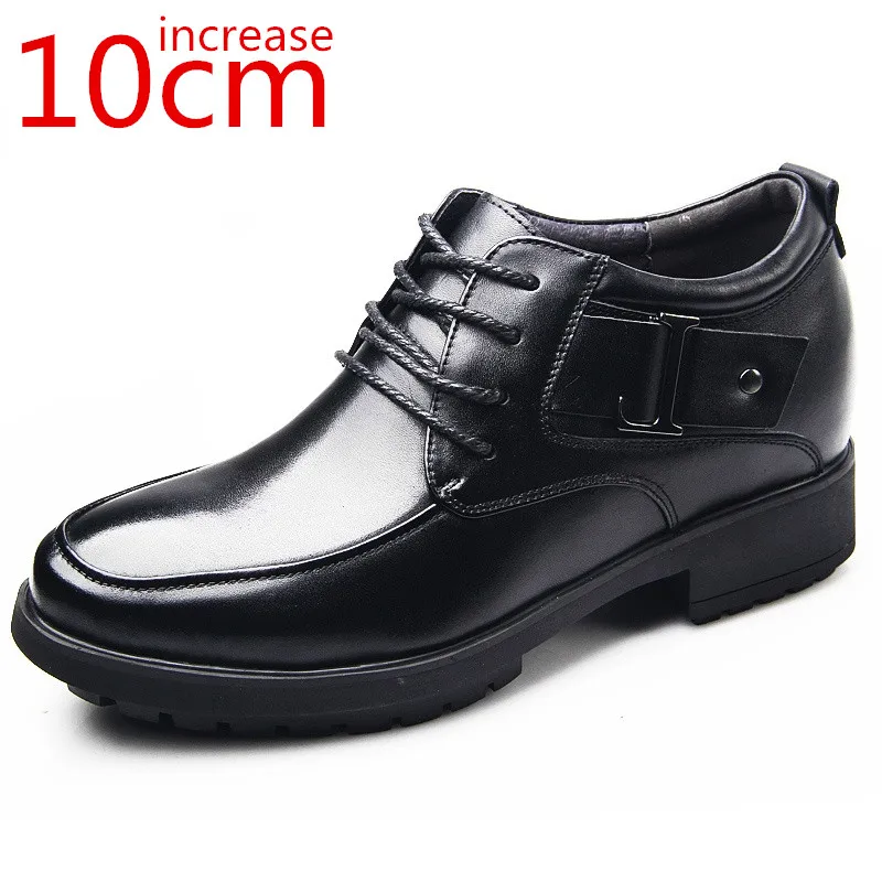 Heren Onzichtbare Hoogte Verhogen Schoenen, 3,14 Centimeter Groter Lederen Lift Bedrijfsschoenen Niet -Slip Lederen Wandelende Snaiakers,Black 8cm,42 EU