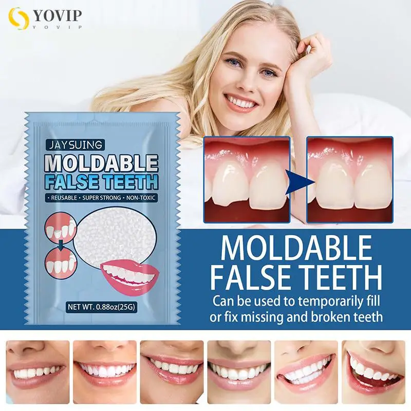 

25g Temporary Tooth Repair Kit False Teeth Solid Glue Denture For Missing Broken Teeth Moldable Tooth Filling False Teeth Tool