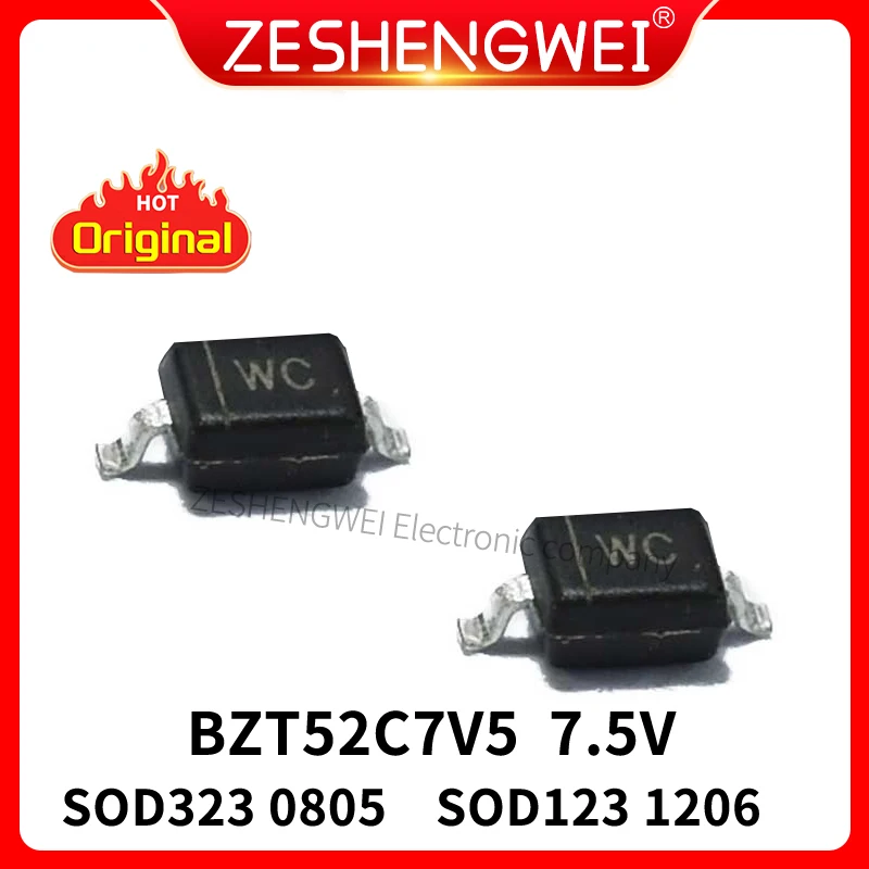 100 Pz Muslimwc 7.5V Sod-123 Smd 1206 Sod323 0805 Diodo Stabilizzato Alla Tensione In Magazzino