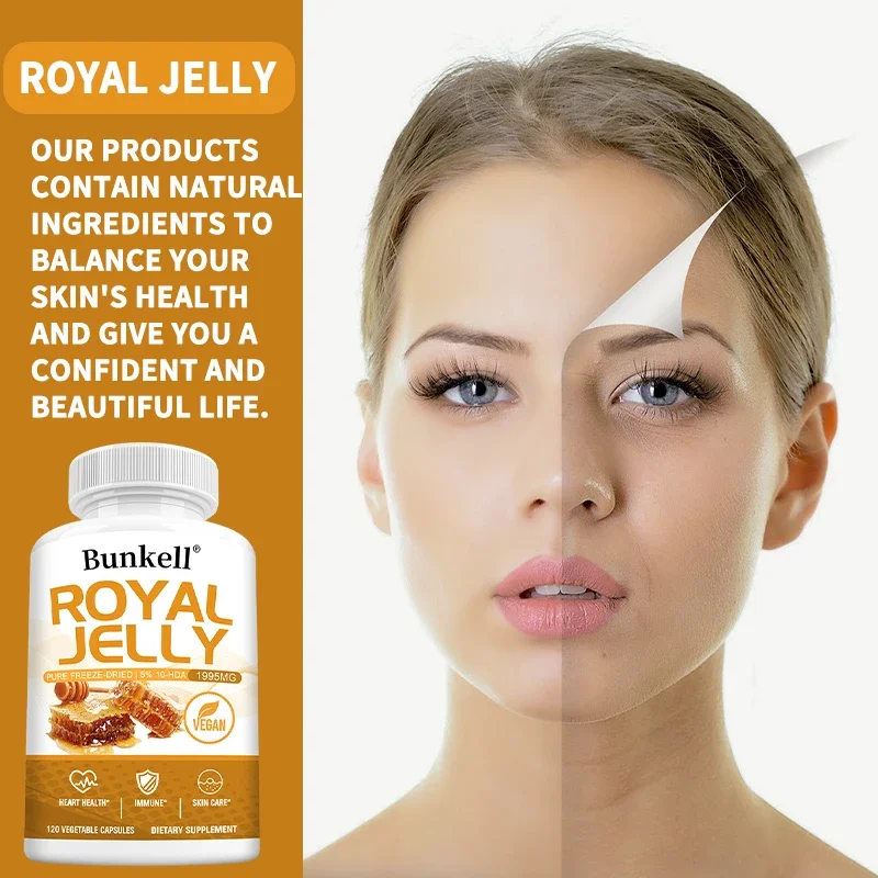Royal Jelly Capsules Nourishes skin helps cardiovascular health energy immunity antioxidant support