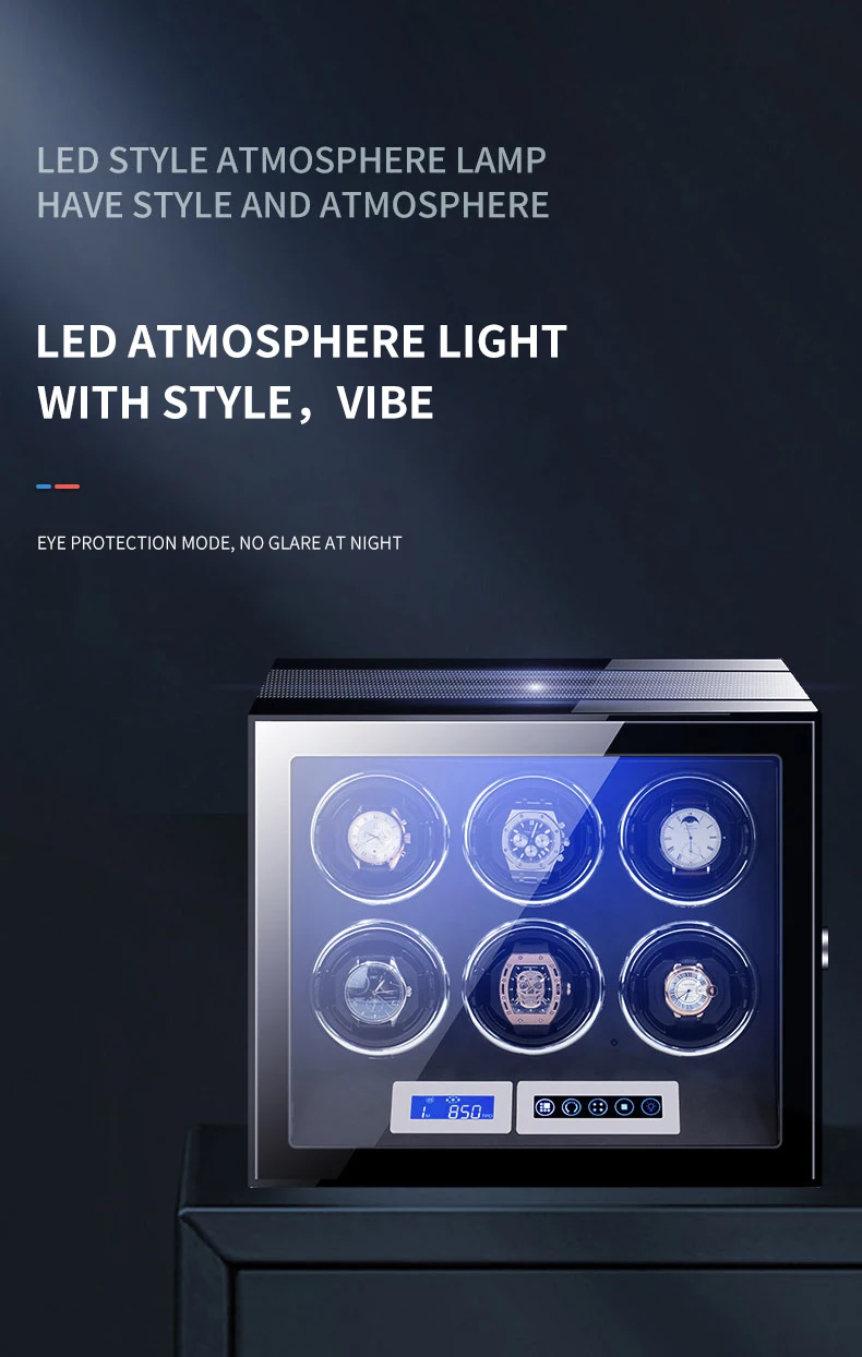 Luxury 24-30 Slot Automatic Watch Winder Safe Box with Fingerprint Lock, Touch Screen, ... - SKU LAWW0927 - UGI Packaging