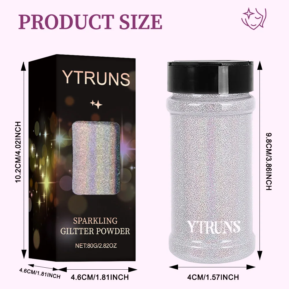 Laser Glitter Powder, 80g, 6 Colors, for Nail Art, Crafts, Candle Making, DIY Projects, Fine Glitter for Precise Designs 3