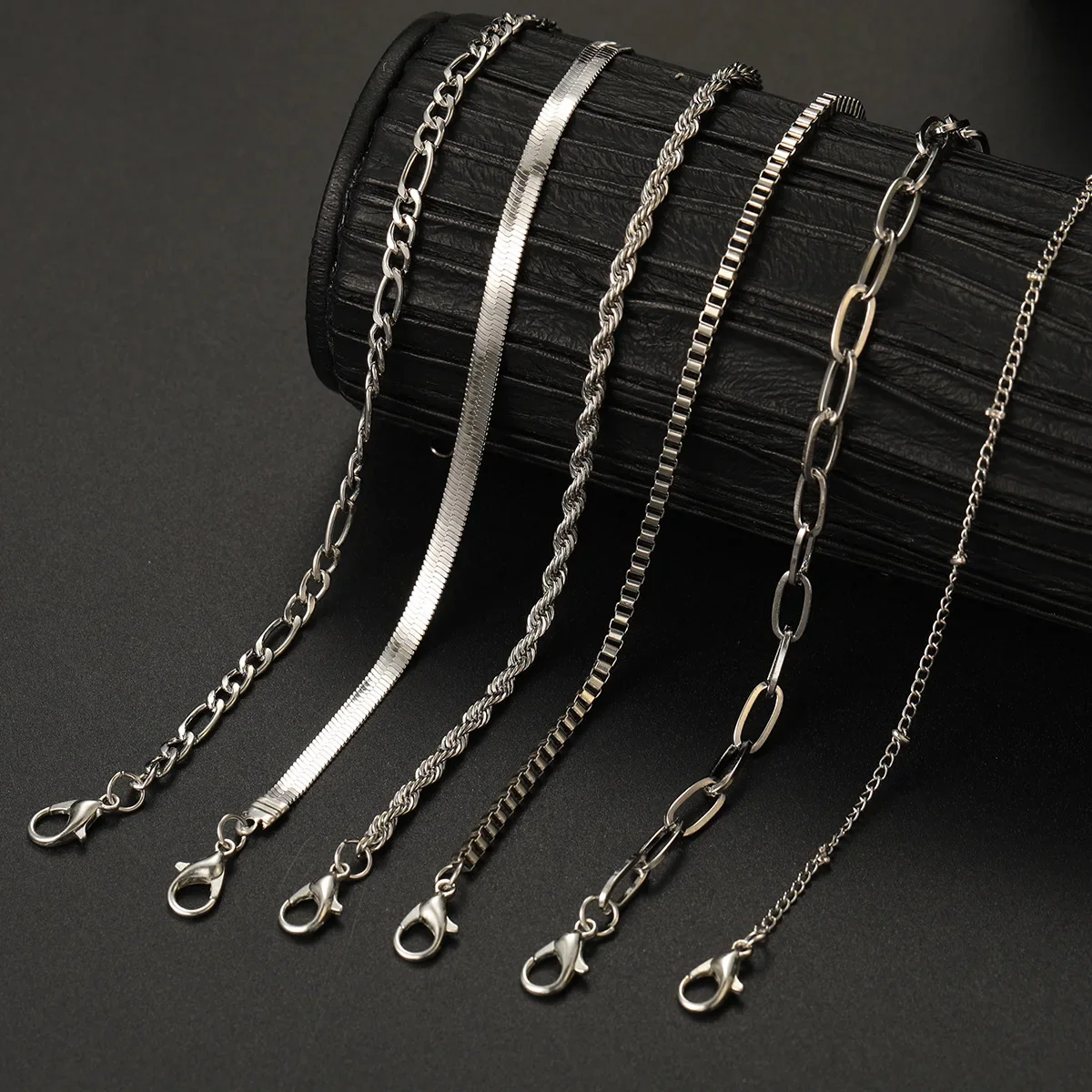 Bracelet Set Boho Retro Thick Twist Cuban Chain 6Pcs for Women