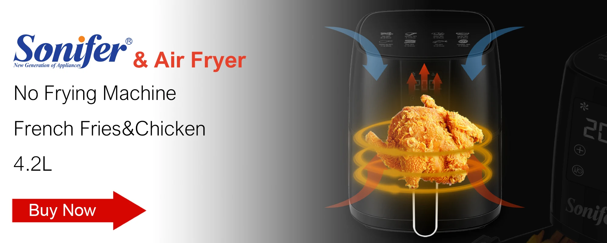 Description Picture 2 of item3L Deep Fryer Electric French Frie Frying Machine Oven Hot Pot Fried Chicken Grill Adjustable Thermostat Kitchen Cooking Sonifer