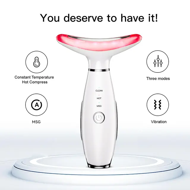 3 in 1 EMS Neck Face Beauty Device with Thermal Neck Lifting Vibration LED Facial Massager Double Chin Remover Skin Care Tool 2