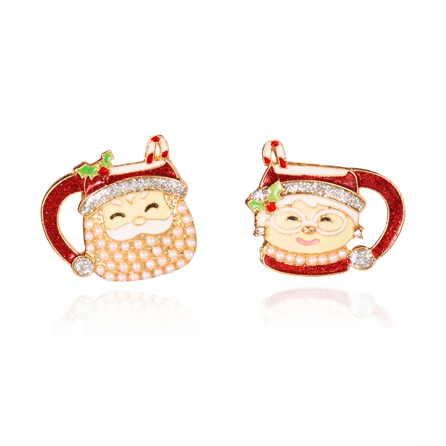 Kreative Weihnachts-Ohrstecker für Frauen mit Opa und Oma Motiv, Imitationsperlen Schneemann Weihnachtsmann Ohrringe, Neujahrs-Schmuck – Detail 5