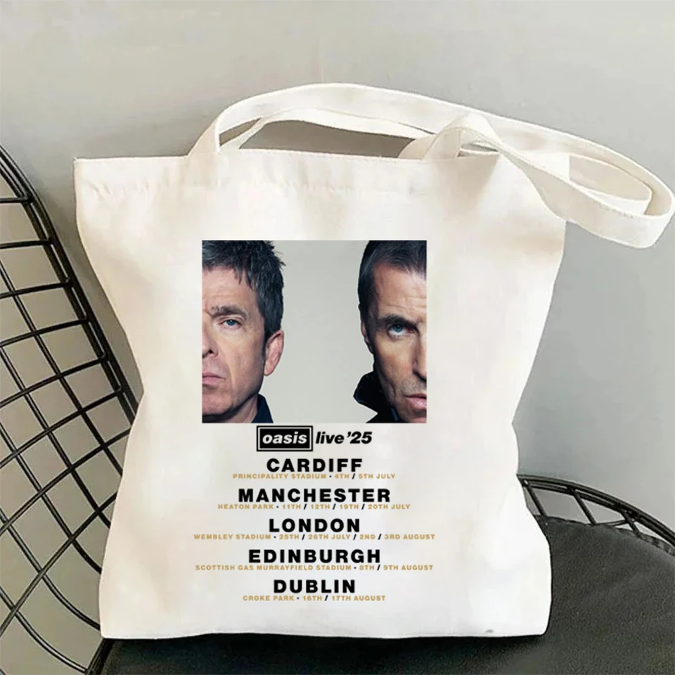 The Oasis Live 25 Tour 2025 Merch Canvas Bag Shopping Canvas