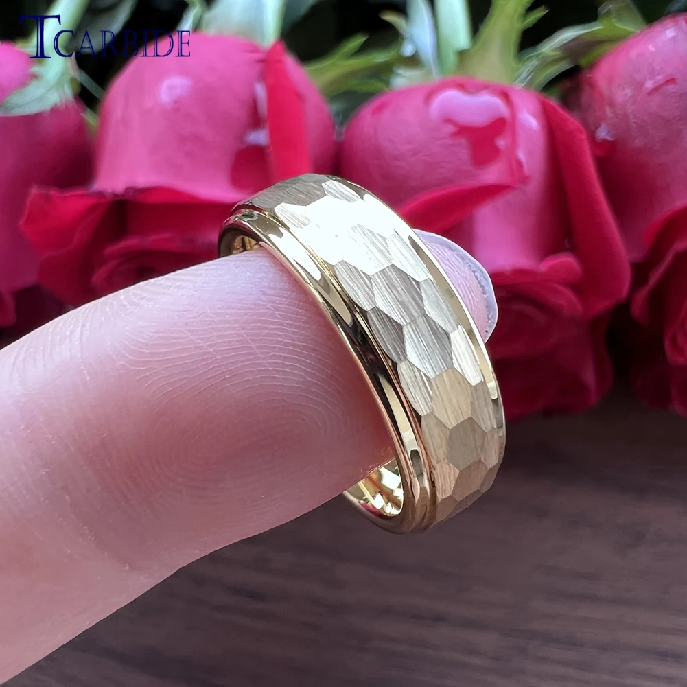Black Hammer Ring Tungsten Wedding Band For Men And Women Fashion Jewelry Domed Brushed 6MM 8MM Comfort Fit