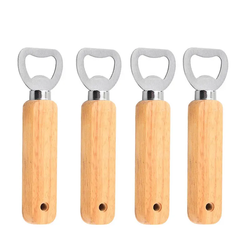 

1000Pcs Wooden Bottle Opener Wood Handheld Beer Openers Stainless Steel Cap Opener Bartender Bottle Opener for Home Kitchen