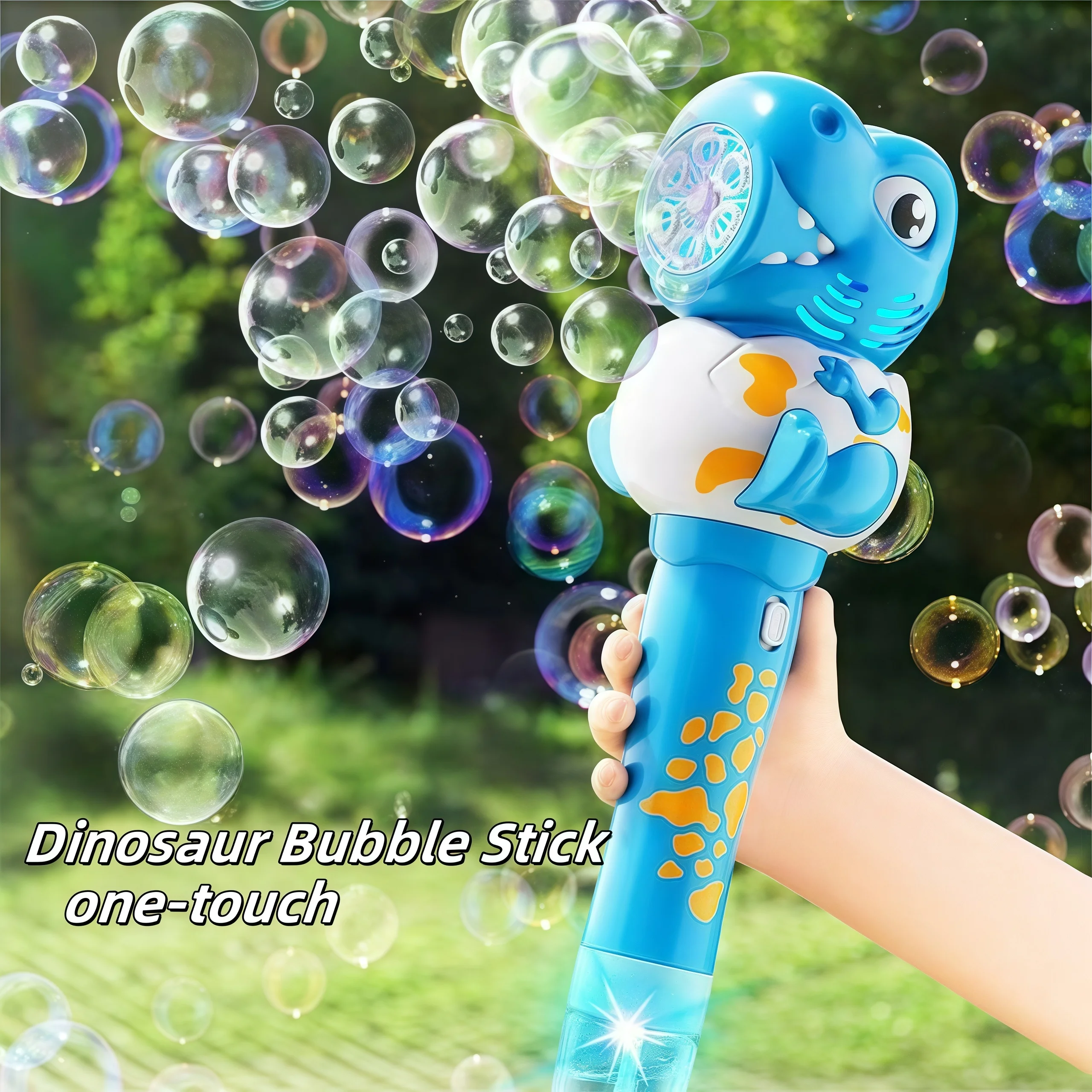 Cartoon Dinosaur Giraffe Bubble Blowing Machine for Children, Fully Automatic Handheld Bubble Stick, Luminous Bubble Toy