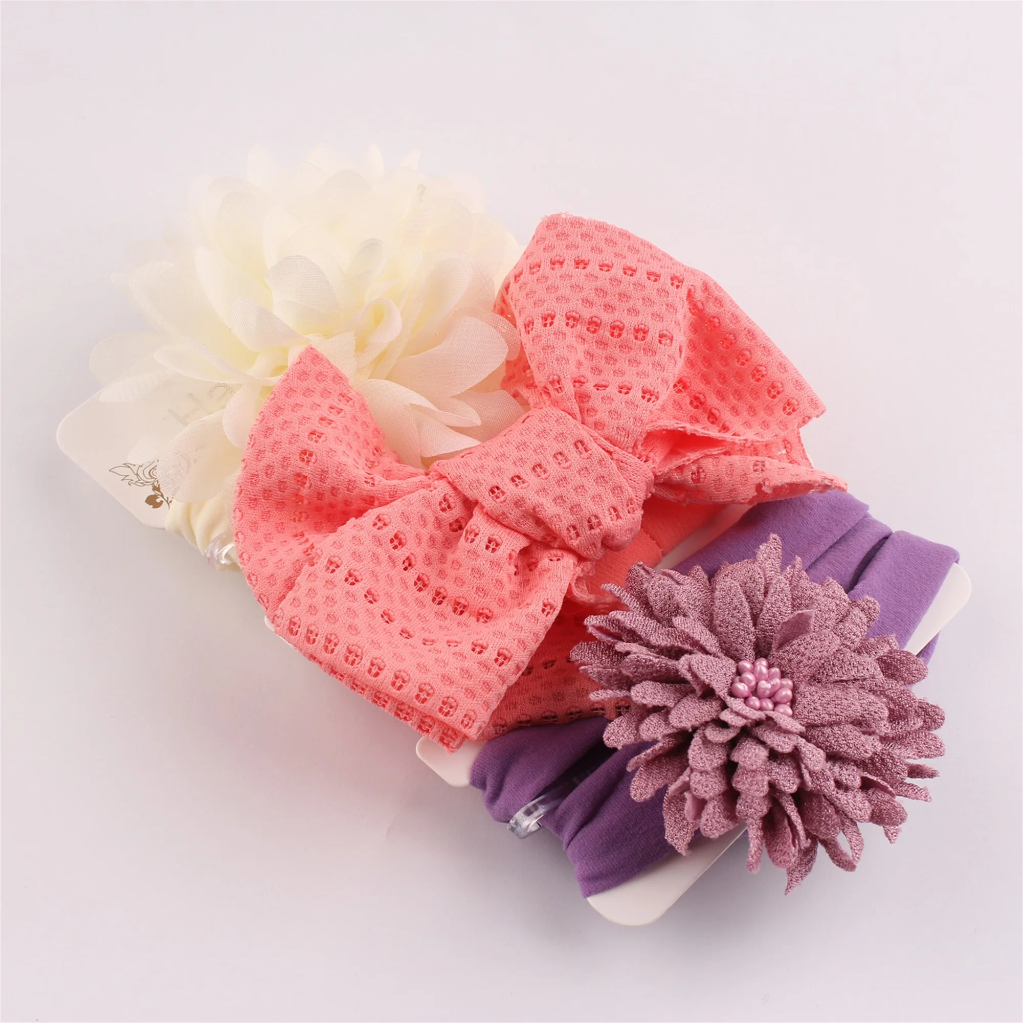 3 Pack Baby Girl Bow Headband Set with Adorable Flower Embellishments for Stylish Photos and Everyday Wear Soft and