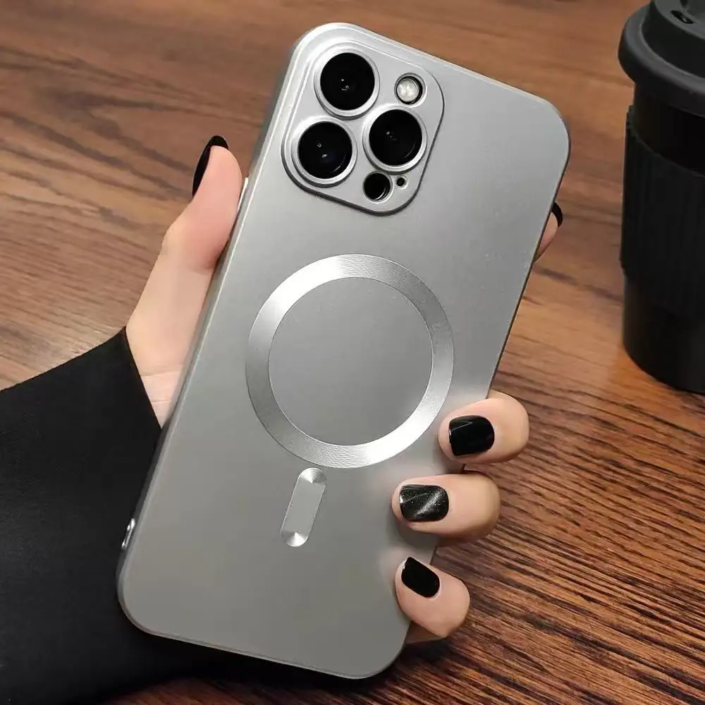 Magnetic Matte Luxury Shockproof TPU Soft Back Cover with MagSafe Compatibility