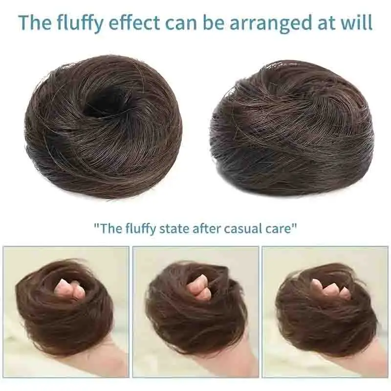 Bun Ponytail Extensions Short Ponytail Real Human Hair Extensions Tousled Updo Bun With Elastic Rubber Band Hair Accessories