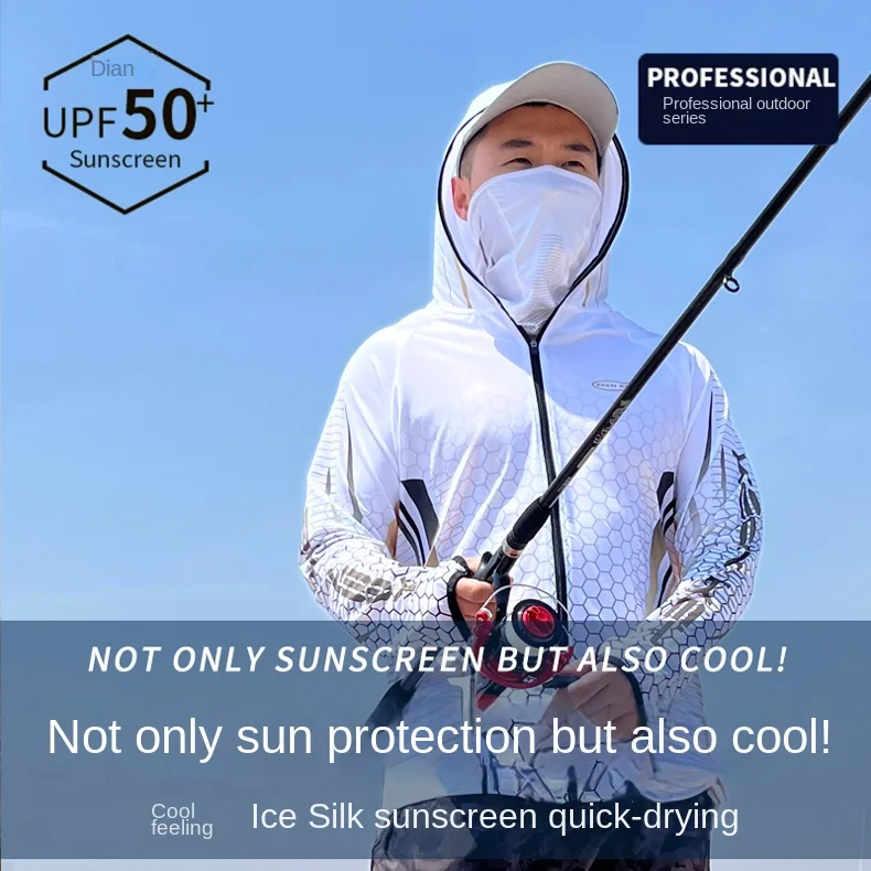 Description Picture 2 of itemIce Silk Fishing Suit for Men, Sun-protective Clothing, Face Covered, Team Lure, Jacket and Pants Set, 210kg, Summer