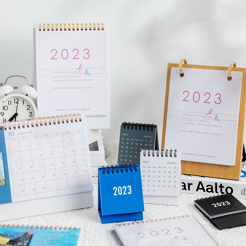2023 Calendar Delicate Simple Desk Refreshing Mini Desktop Note Coil Calendar Book Office School Supplies