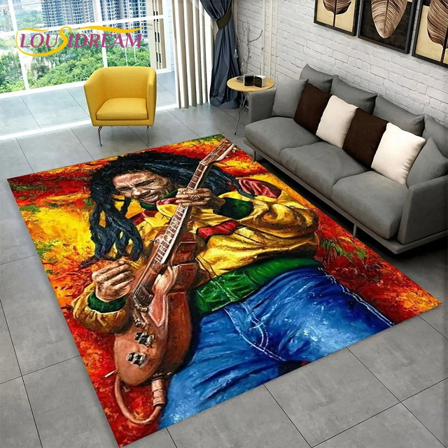 Bob Marley Reggae Music Maple Leaf Jamaican Area Rug,Carpet Rug