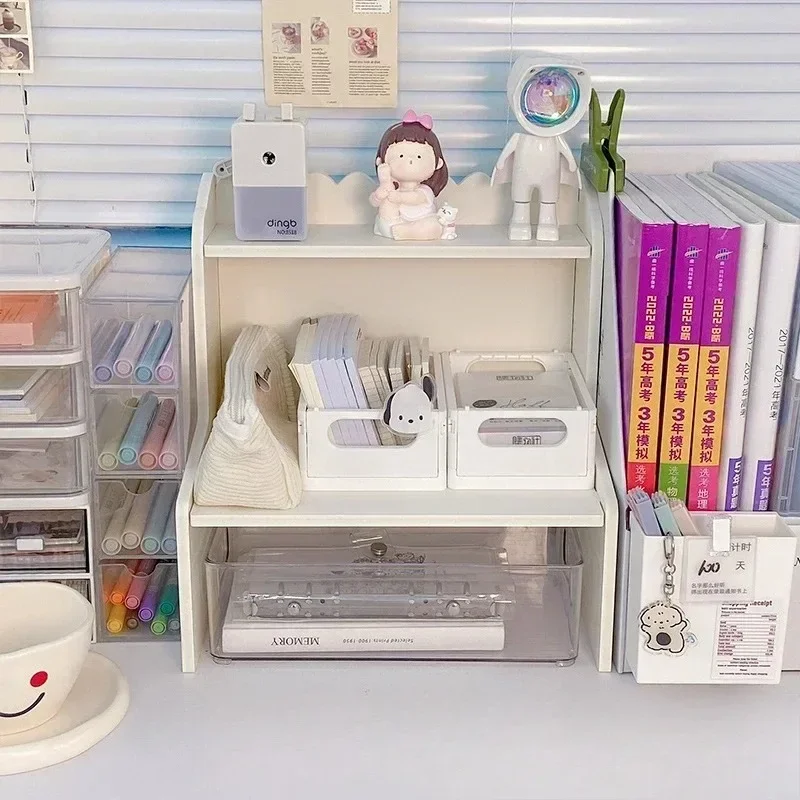 36CM Ins Style Desktop Storage Rack Shelves Double-layer Storage Shelf Cosmetic Desk Organizer Office Desk Elevated
