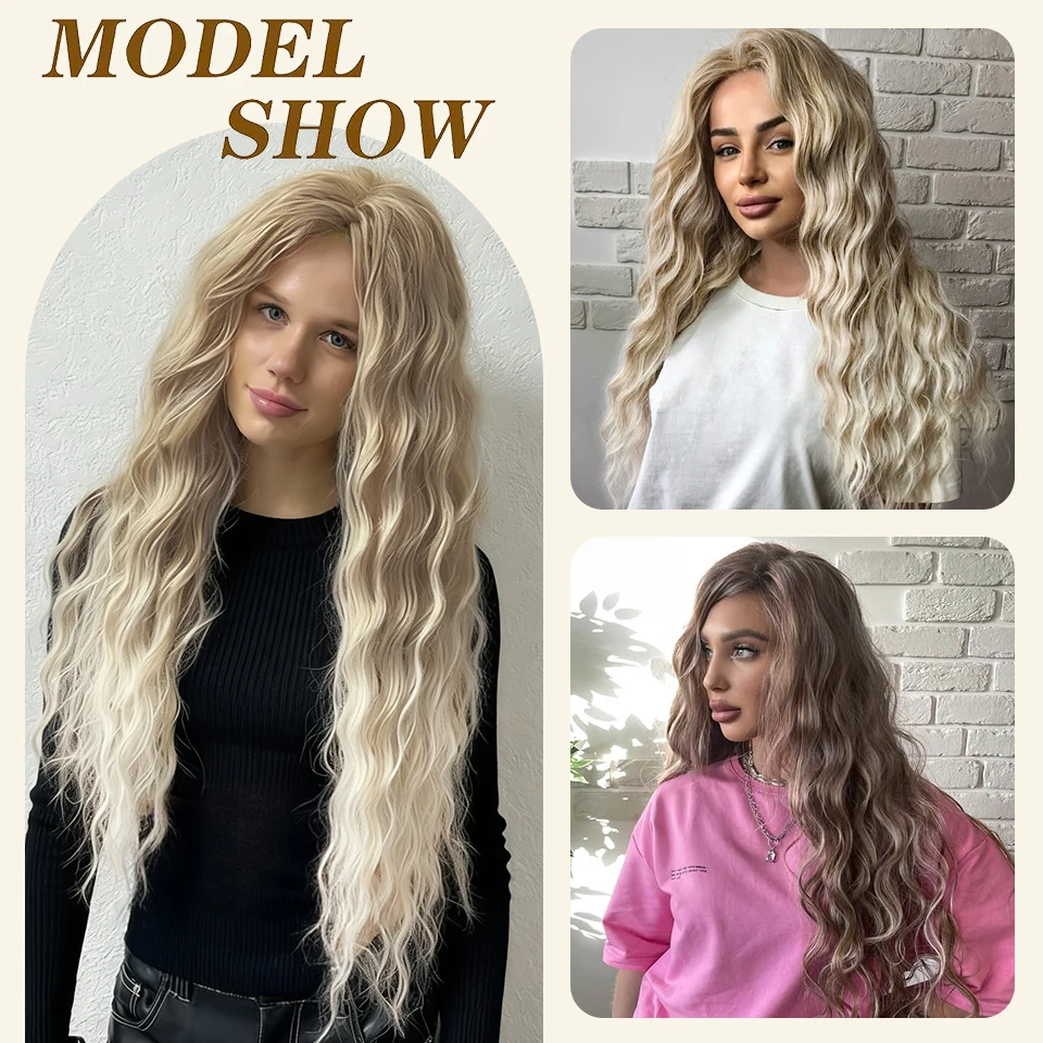 Ombre Brown Loose Wave Braiding Hair Extensions 24 Inch Synthetic Crochet Braids Lena Hair Ombre White Linen Fake Hair for Women 4