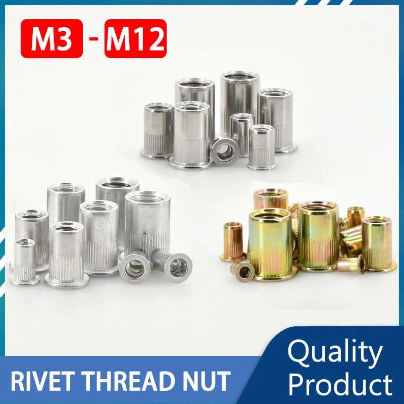 

Stainless Steel Rivet Nut Threaded Flat Head Flange Insert Nuts Zinc Plated Iron Rivnut Alloy Nutsert M3 M4 M5 M6 M8 M10 M12