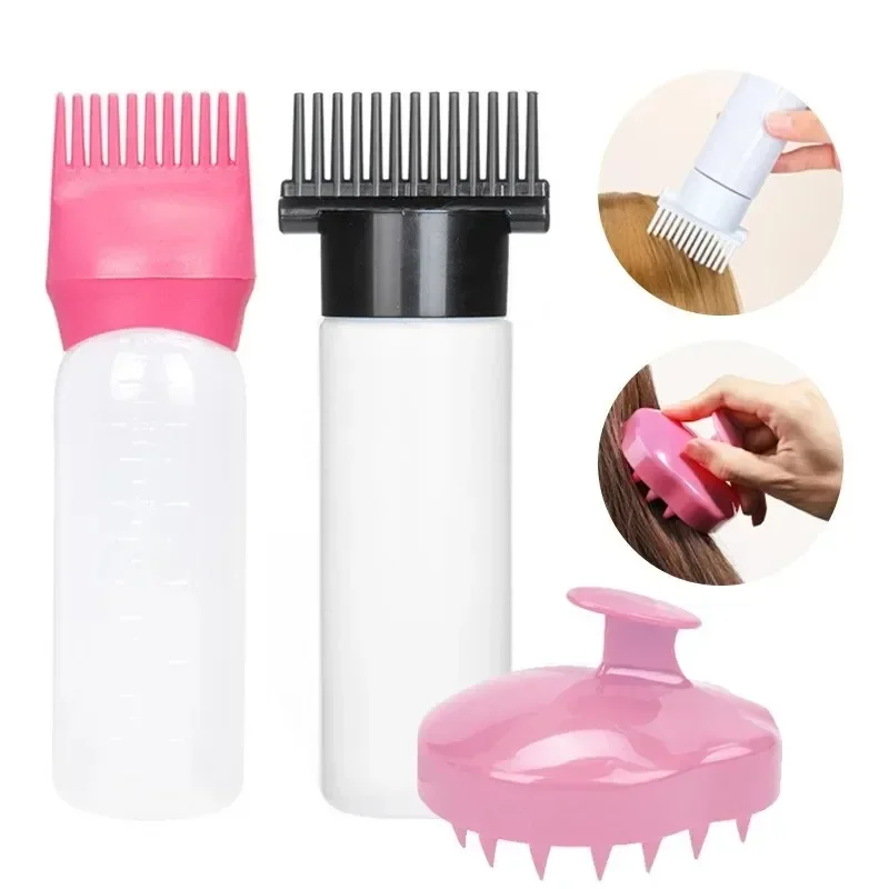 Hair Oil Applicator Bottle 120ml Hairdressing Shampoo Dye Refillable Coloring Styling Tools