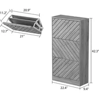 Modern Shoe Cabinet with 3 Flip Drawers, Freestanding Shoe Storage Cabinet, Slanted Design, Shoe Storage Organizer for Hallway 2