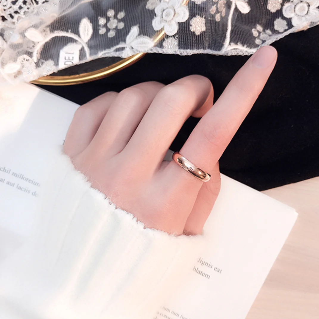 18K Gold-Plated Stainless Steel Rings Couple Wedding Rings 4mm