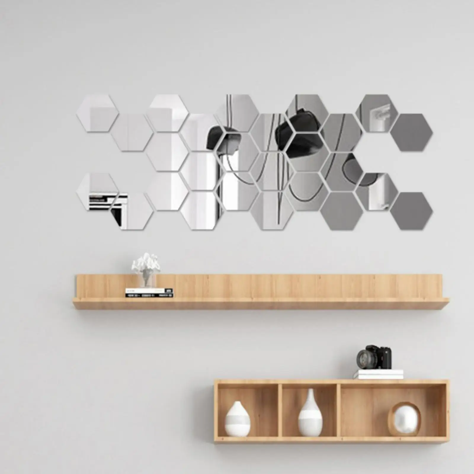 Pegatinas de pared de espejo 3D extraíbles para decoración de dormitorio y sala de estar, paquete de 2 a 4, 12 unidades