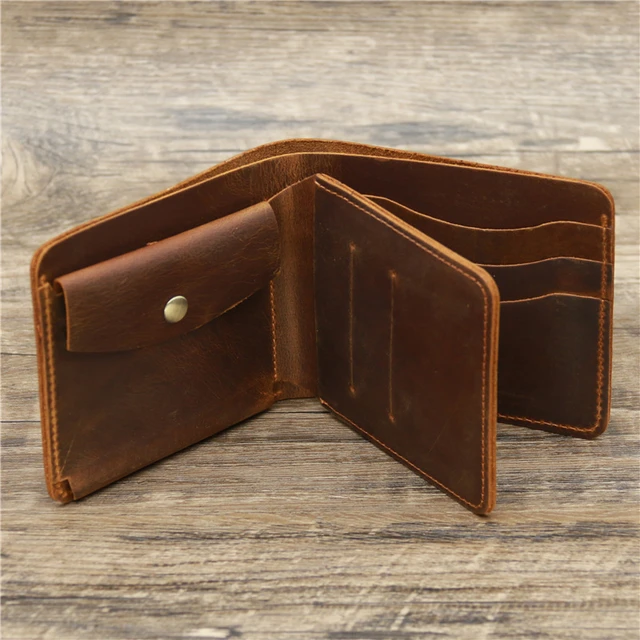 Minimalist Trifold Wallet With Coin Pocket Leather