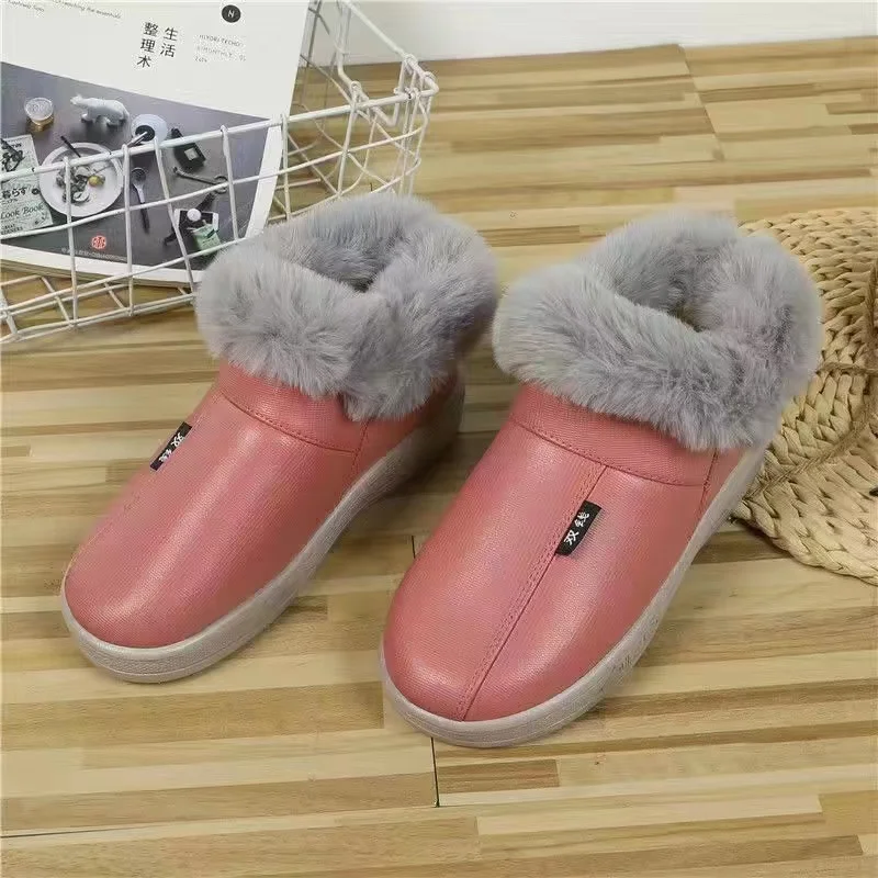 FZNYL 2023 Winter Warm Fluffy Slippers Ladies PU Waterproof Fashion Indoor Home Shoes Women Men Fur Slides pantoufles femme