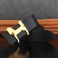 High grade Stainless steel horse slide buckle men belts 3.8cm wide genuine leather Waistband cowboy casual ceinture homme