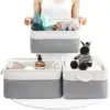 Small Storage Box Set of 3 Fabric Foldable Linen Canvas Wardrobe Storage Baskets Foldable Canvas Shelf Baskets for Living Room L 1