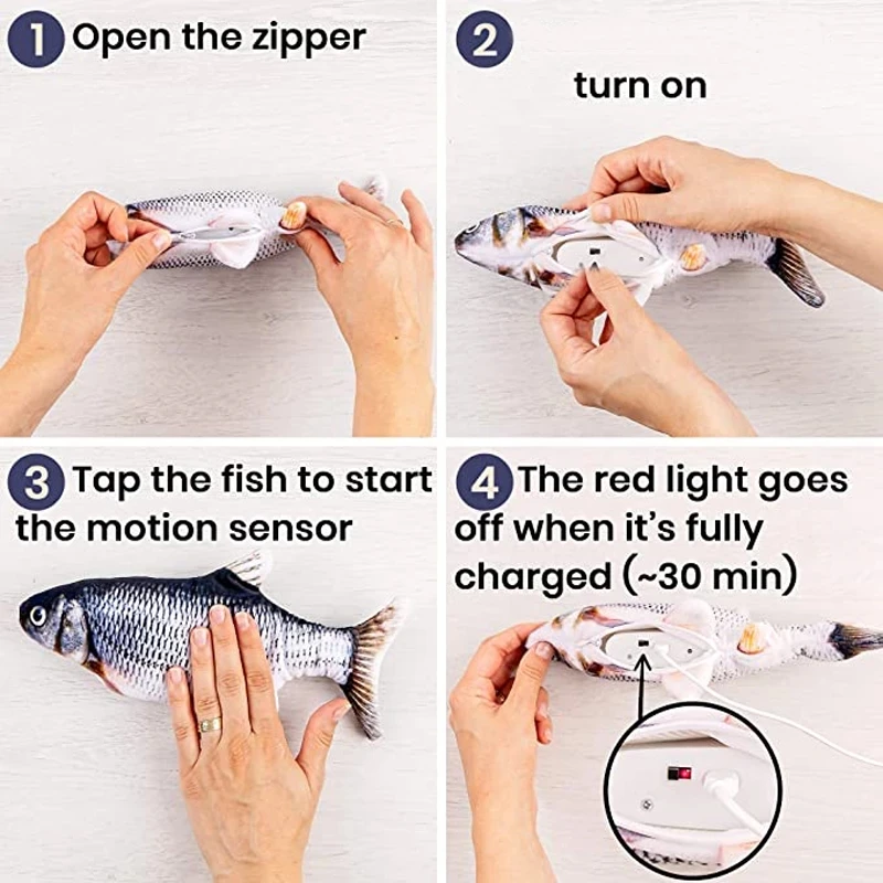 Simulation Electric Fish for Baby Repeat Speaking LED Light Happy Music for Baby to Play Tapping Fish Toy Mobile Moving Fish Toy 4
