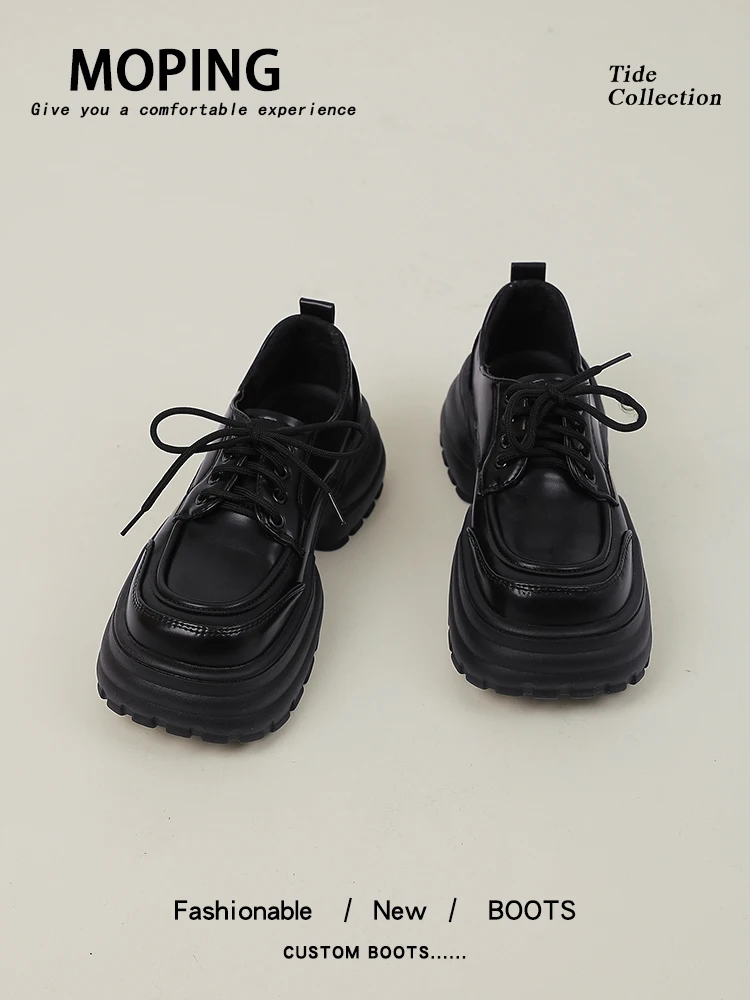 

British Style Women's Shoes Platform Modis Oxfords Female Footwear All-Match Autumn Mixed Colors Preppy Clogs 2023 Leather Winte