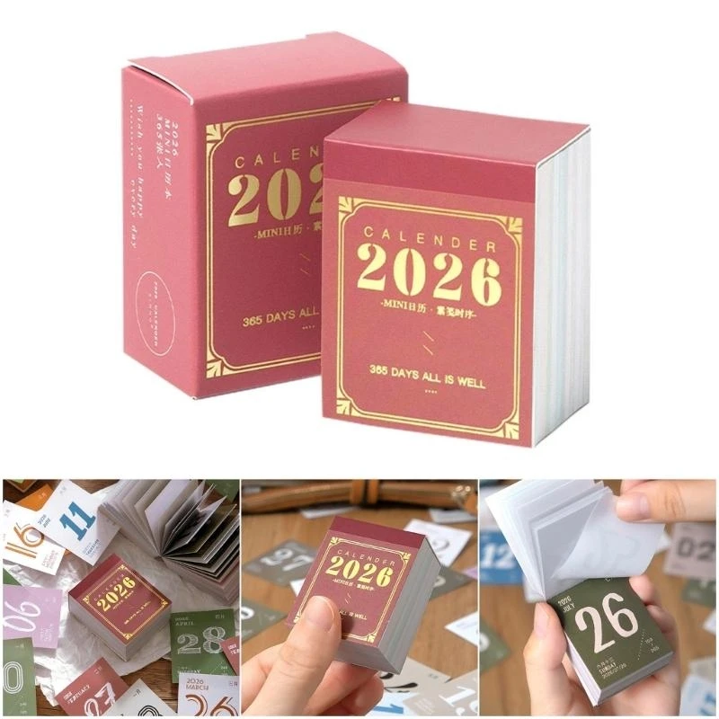 2026 소형 책상 달력 365일 일일 계획 및 메모 일정 정리를 위한 종이 달력 쓰기 패드 떼어내기